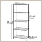 HONEIER 5-Tier Heavy Duty Storage Rack Shelving Unit Black
