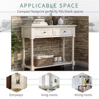 Whisen Rustic Console Table Traditional Design with Two Drawers and Bottom Shelf