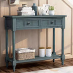 Whisen Rustic Console Table Traditional Design with Two Drawers and Bottom Shelf