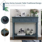Whisen Rustic Console Table Traditional Design with Two Drawers and Bottom Shelf