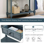 Whisen Rustic Console Table Traditional Design with Two Drawers and Bottom Shelf