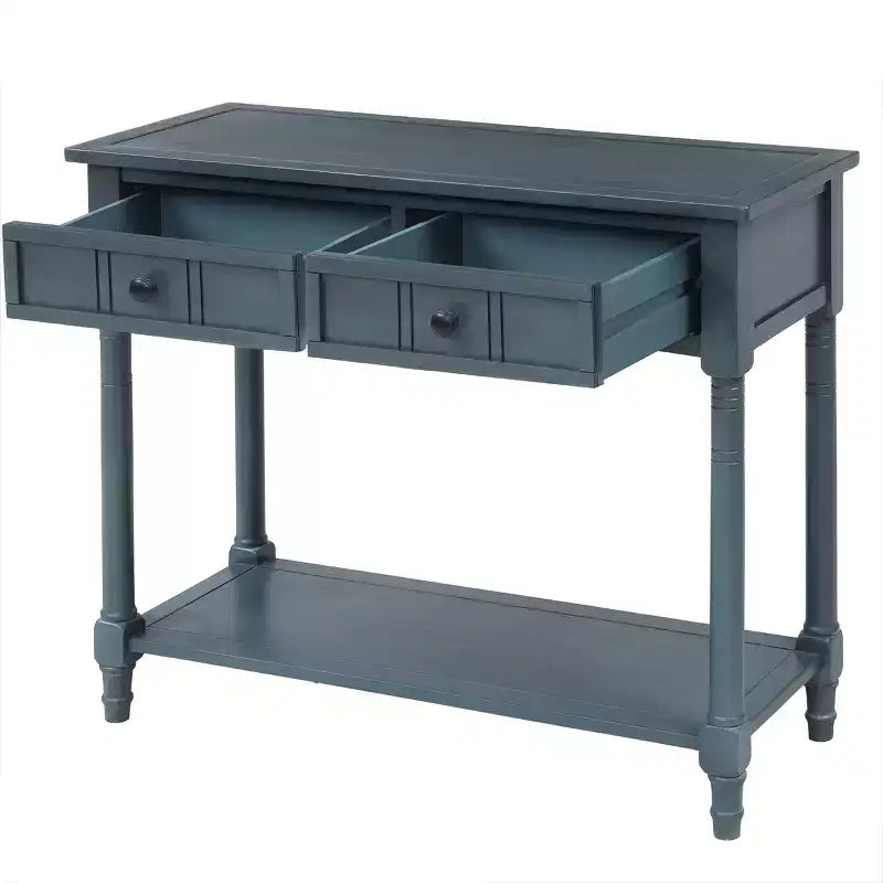 Whisen Rustic Console Table Traditional Design with Two Drawers and Bottom Shelf