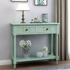 Whisen Rustic Console Table Traditional Design with Two Drawers and Bottom Shelf