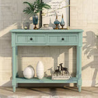 Whisen Rustic Console Table Traditional Design with Two Drawers and Bottom Shelf