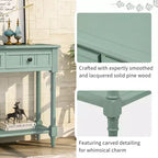 Whisen Rustic Console Table Traditional Design with Two Drawers and Bottom Shelf