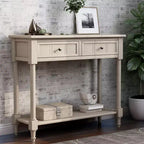 Whisen Rustic Console Table Traditional Design with Two Drawers and Bottom Shelf