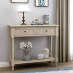 Whisen Rustic Console Table Traditional Design with Two Drawers and Bottom Shelf