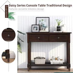 Whisen Rustic Console Table Traditional Design with Two Drawers and Bottom Shelf