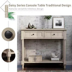 Whisen Rustic Console Table Traditional Design with Two Drawers and Bottom Shelf