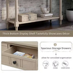 Whisen Rustic Console Table Traditional Design with Two Drawers and Bottom Shelf