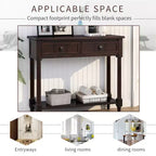 Whisen Rustic Console Table Traditional Design with Two Drawers and Bottom Shelf