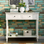 Whisen Rustic Console Table Traditional Design with Two Drawers and Bottom Shelf