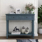 Whisen Rustic Console Table Traditional Design with Two Drawers and Bottom Shelf