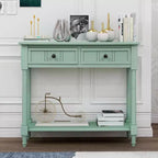 Whisen Rustic Console Table Traditional Design with Two Drawers and Bottom Shelf