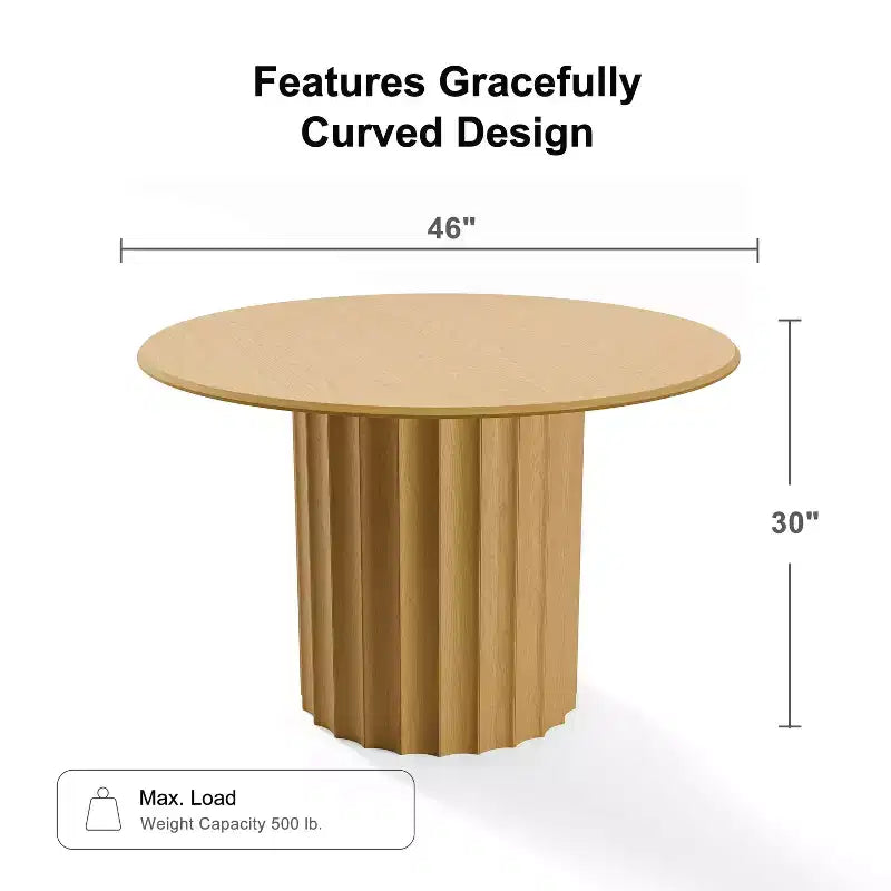 PexFix 46 Round Solid Wood Dining Table Kitchen Tables