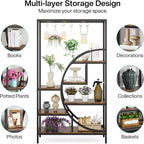 7 Tier Half Moon Decorative Bookshelf with 6PC S Hanging Hooks