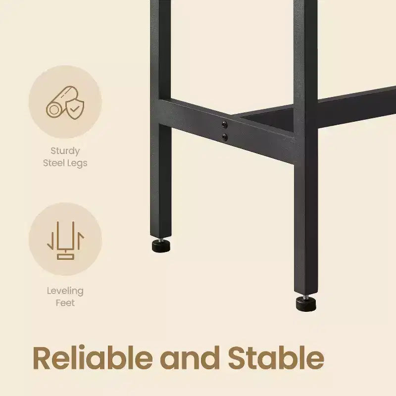 Bar Table, Narrow Long Bar Table, Kitchen Dining Table, Sturdy Metal Frame, Industrial Design, Rustic Brown