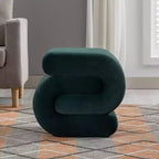 GDFStudio Mina 20W Velvet Upholstered and Wood S-Shape Ottoman