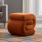 GDFStudio Mina 20W Velvet Upholstered and Wood S-Shape Ottoman