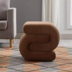 GDFStudio Mina 20W Velvet Upholstered and Wood S-Shape Ottoman
