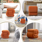 GDFStudio Mina 20W Velvet Upholstered and Wood S-Shape Ottoman
