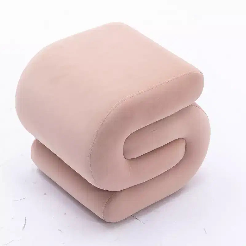 GDFStudio Mina 20W Velvet Upholstered and Wood S-Shape Ottoman