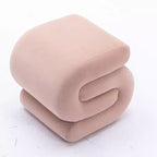 GDFStudio Mina 20W Velvet Upholstered and Wood S-Shape Ottoman