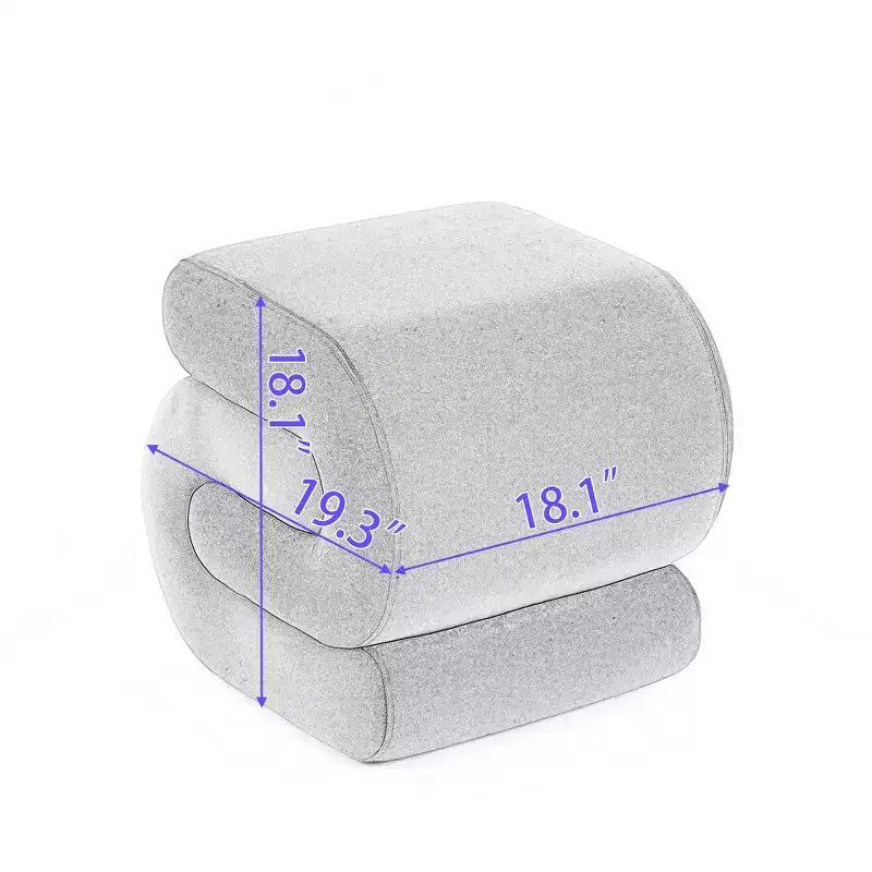 GDFStudio Mina 20W Velvet Upholstered and Wood S-Shape Ottoman