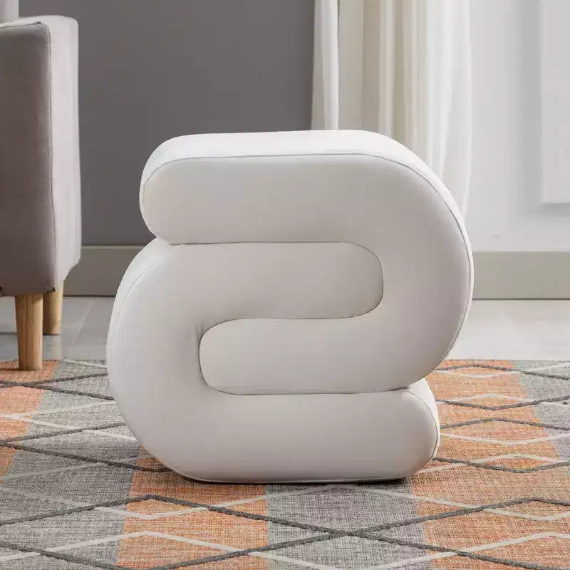 GDFStudio Mina 20W Velvet Upholstered and Wood S-Shape Ottoman