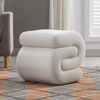 GDFStudio Mina 20W Velvet Upholstered and Wood S-Shape Ottoman