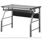 King's Brand Metal and Glass Top Home Office Computer Desk/Table