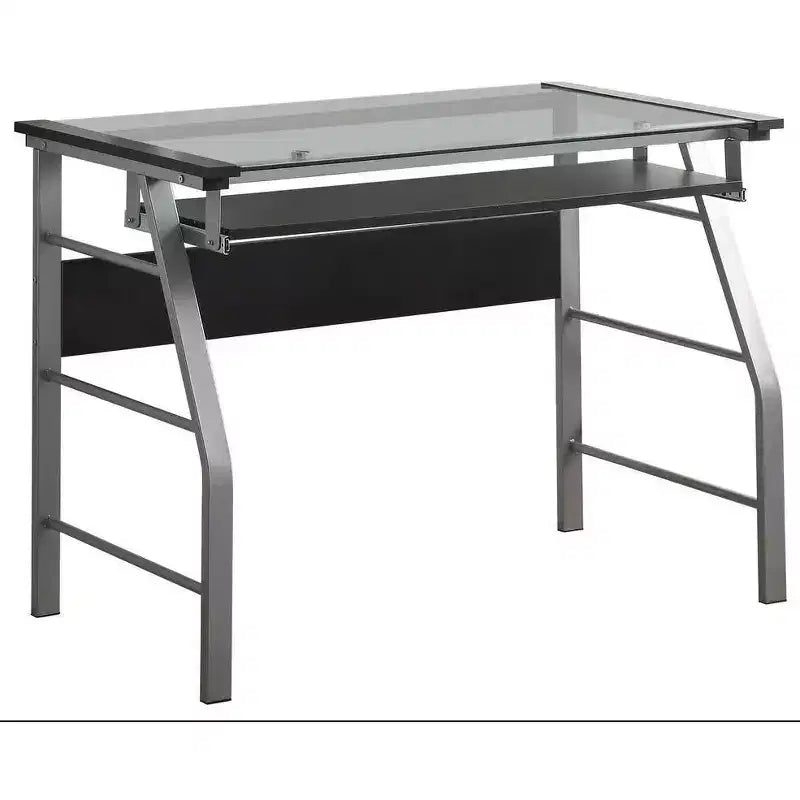 King's Brand Metal and Glass Top Home Office Computer Desk/Table