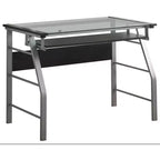 King's Brand Metal and Glass Top Home Office Computer Desk/Table