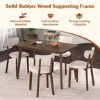 Costway 5-Piece Dining Table Set for 4 Farmhouse Wooden Table & 4 Upholstered Chairs