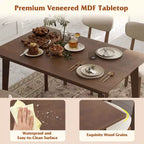 Costway 5-Piece Dining Table Set for 4 Farmhouse Wooden Table & 4 Upholstered Chairs