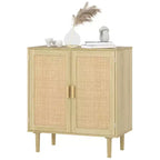 HOMCOM Bohemian Sideboard, Buffet Cabinet with Rattan Doors, Coffee Bar Cabinet with Shelves for Living Room, Hallway
