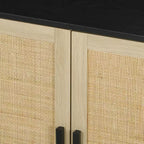 HOMCOM Bohemian Sideboard, Buffet Cabinet with Rattan Doors, Coffee Bar Cabinet with Shelves for Living Room, Hallway