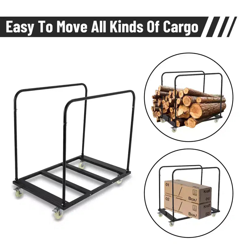 Garvee Folding Table Cart, 1800 LBS Heavy Duty Table Trolley with 5 Swivel Wheels, Black Desk Trolley for Garage, Home, Warehouse