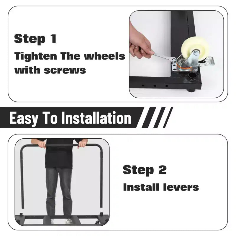 Garvee Folding Table Cart, 1800 LBS Heavy Duty Table Trolley with 5 Swivel Wheels, Black Desk Trolley for Garage, Home, Warehouse