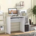 Costway Home Office Computer Desk Space-saving Study Writing Desk with Keyboard Tray White/Black