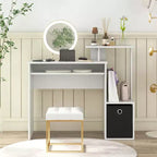 Costway Home Office Computer Desk Space-saving Study Writing Desk with Keyboard Tray White/Black