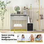 Costway Home Office Computer Desk Space-saving Study Writing Desk with Keyboard Tray White/Black