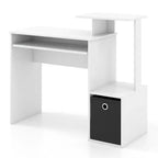 Costway Home Office Computer Desk Space-saving Study Writing Desk with Keyboard Tray White/Black