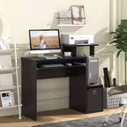 Costway Home Office Computer Desk Space-saving Study Writing Desk with Keyboard Tray White/Black