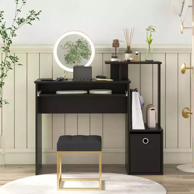 Costway Home Office Computer Desk Space-saving Study Writing Desk with Keyboard Tray White/Black