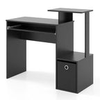 Costway Home Office Computer Desk Space-saving Study Writing Desk with Keyboard Tray White/Black