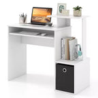 Costway Home Office Computer Desk Space-saving Study Writing Desk with Keyboard Tray White/Black