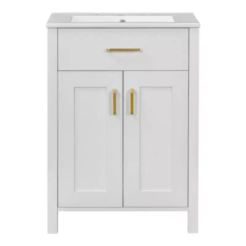 24 inch bathroom storage cabinet with ceramic sink, luxurious and space saving dressing table