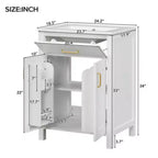 24 inch bathroom storage cabinet with ceramic sink, luxurious and space saving dressing table