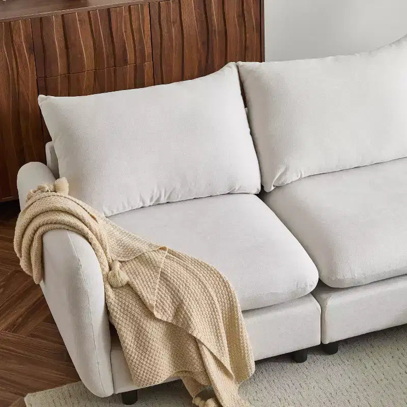 Christopher Knight Home Acker Modern 69 Upholstered Sectional Sofa with Cushions, White